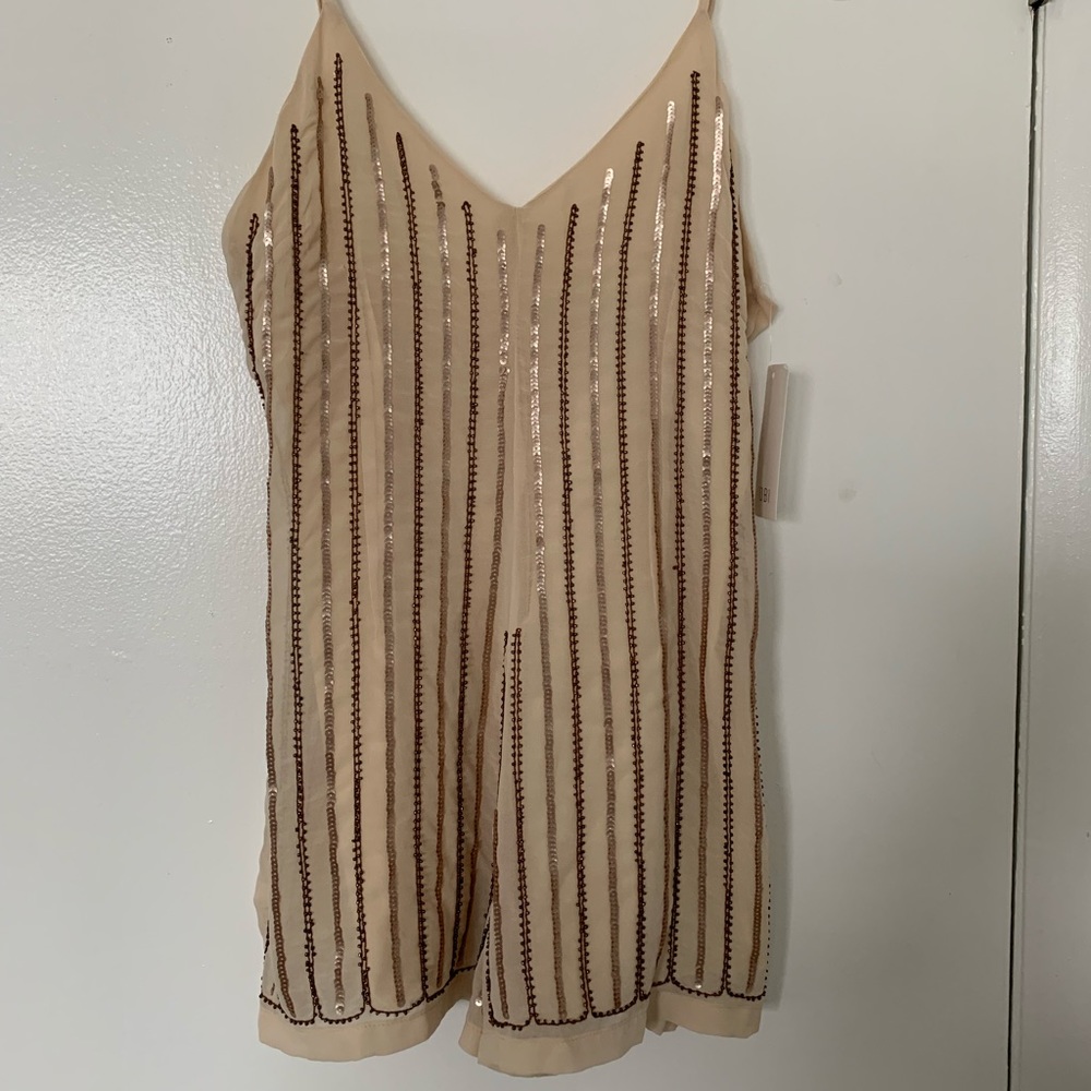 NWT Tobi Cream brown beaded romper